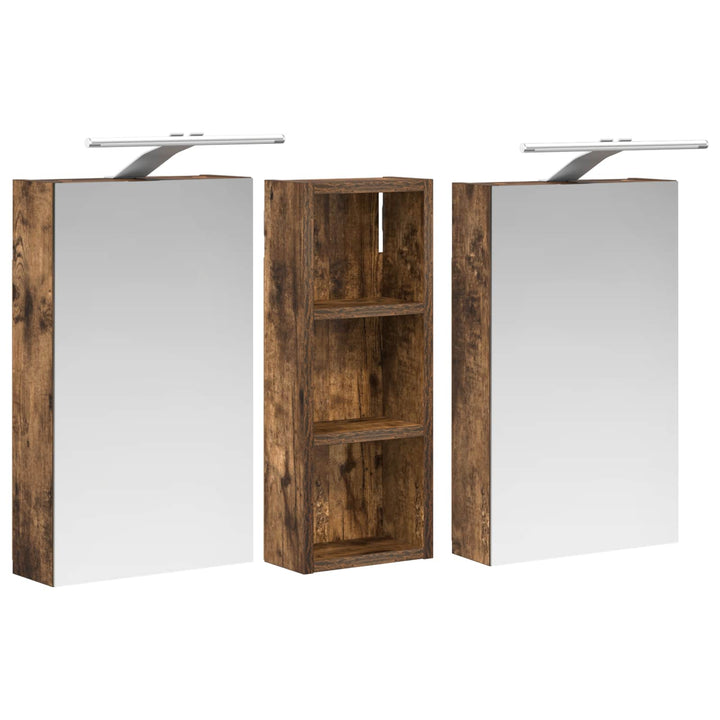 Badeværelsesskabsæt 3 pcs 80 x 10,5 x 50 cm Konstrueret træ
