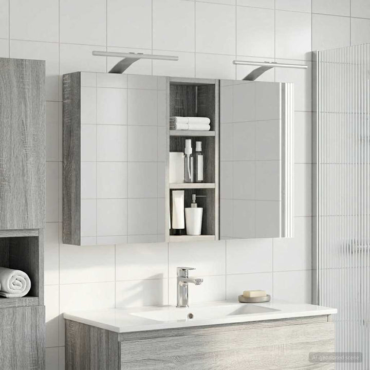 Badeværelsesskabsæt 3 pcs 80 x 10,5 x 50 cm Konstrueret træ
