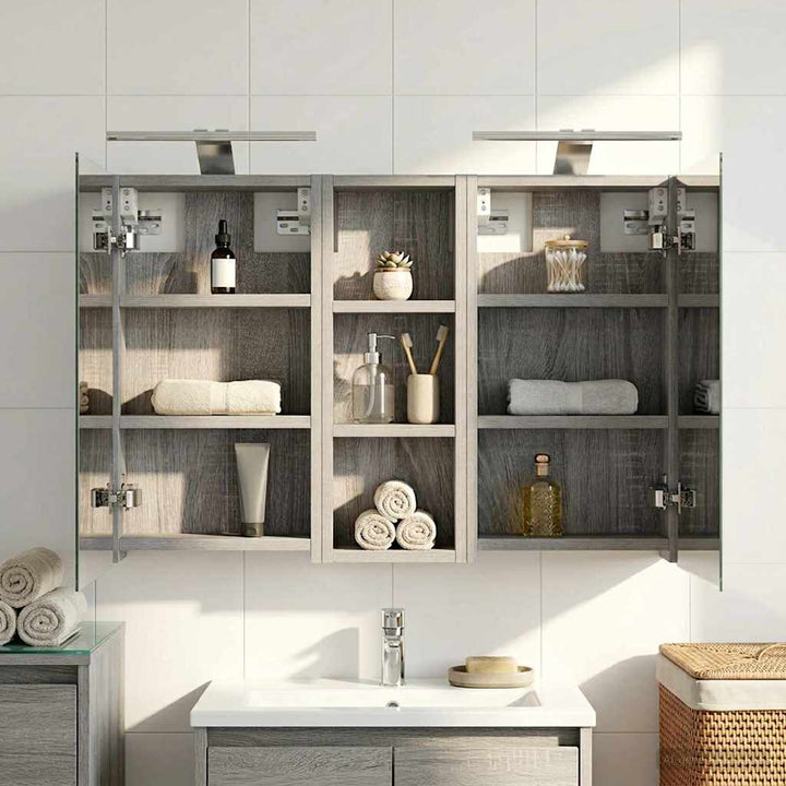 Badeværelsesskabsæt 3 pcs 80 x 10,5 x 50 cm Konstrueret træ