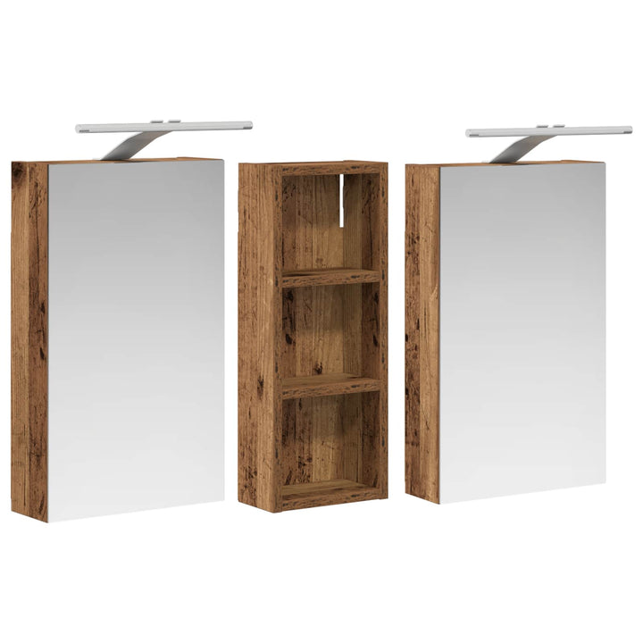 Badeværelsesskabsæt 3 stk. 80 x 10,5 x 50 cm Konstrueret træ