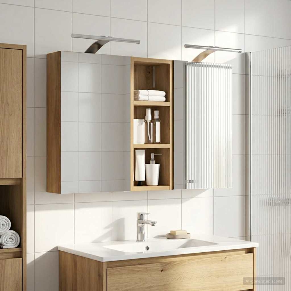 Badeværelsesskabsæt 3 pcs 80 x 10,5 x 50 cm Konstrueret træ
