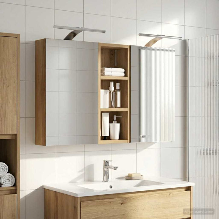 Badeværelsesskabsæt 3 pcs 80 x 10,5 x 50 cm Konstrueret træ