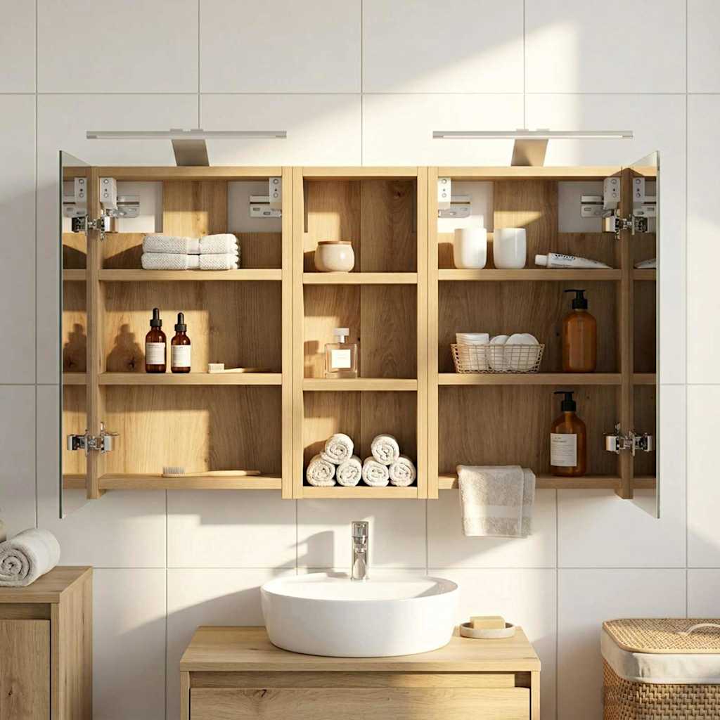 Badeværelsesskabsæt 3 pcs 80 x 10,5 x 50 cm Konstrueret træ