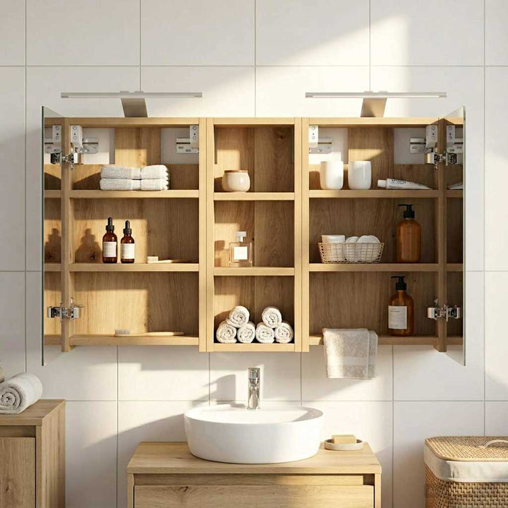 Badeværelsesskabsæt 3 pcs 80 x 10,5 x 50 cm Konstrueret træ