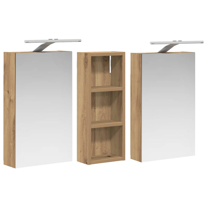 Badeværelsesskabsæt 3 pcs 80 x 10,5 x 50 cm Konstrueret træ