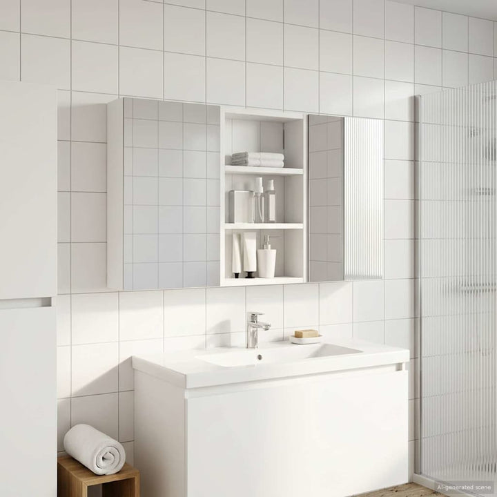 Badeværelsesskabsæt 3 pcs 90 x 10,5 x 50 cm Konstrueret træ