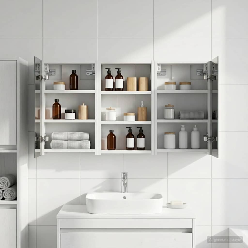 Badeværelsesskabsæt 3 pcs 90 x 10,5 x 50 cm Konstrueret træ