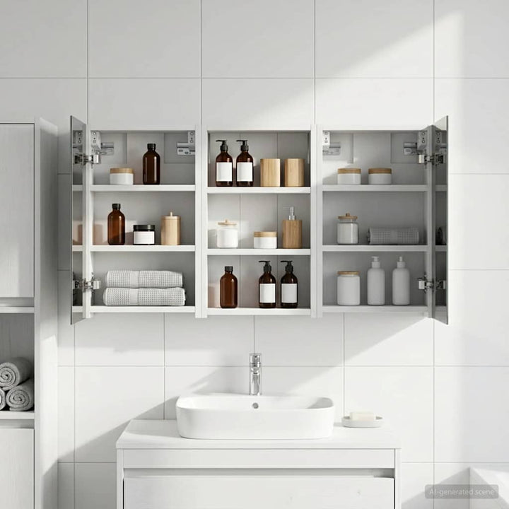 Badeværelsesskabsæt 3 pcs 90 x 10,5 x 50 cm Konstrueret træ