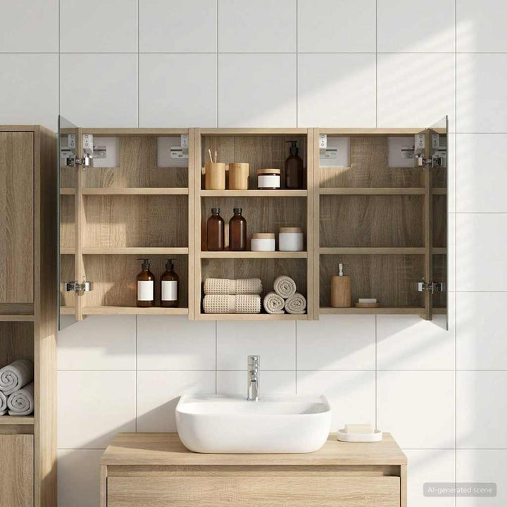 Badeværelsesskabsæt 3 pcs 90 x 10,5 x 50 cm Konstrueret træ