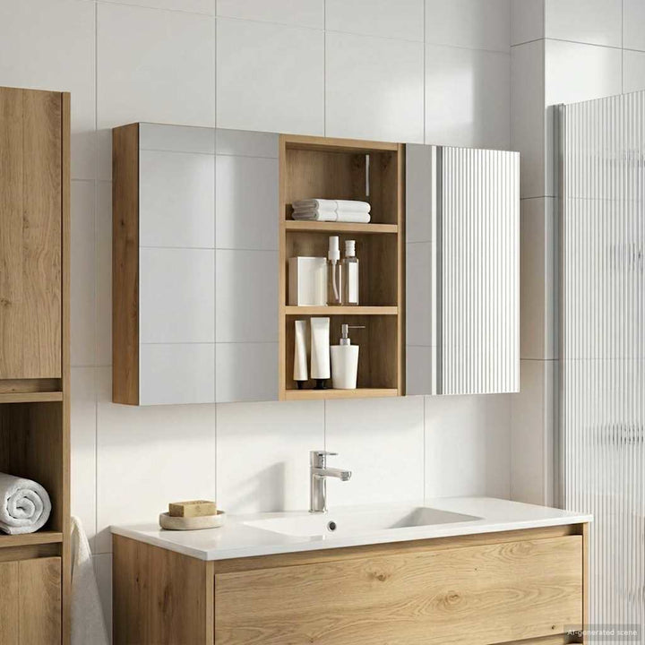 Badeværelsesskabsæt 3 pcs 90 x 10,5 x 50 cm Konstrueret træ