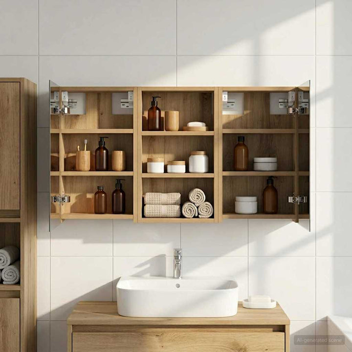 Badeværelsesskabsæt 3 pcs 90 x 10,5 x 50 cm Konstrueret træ