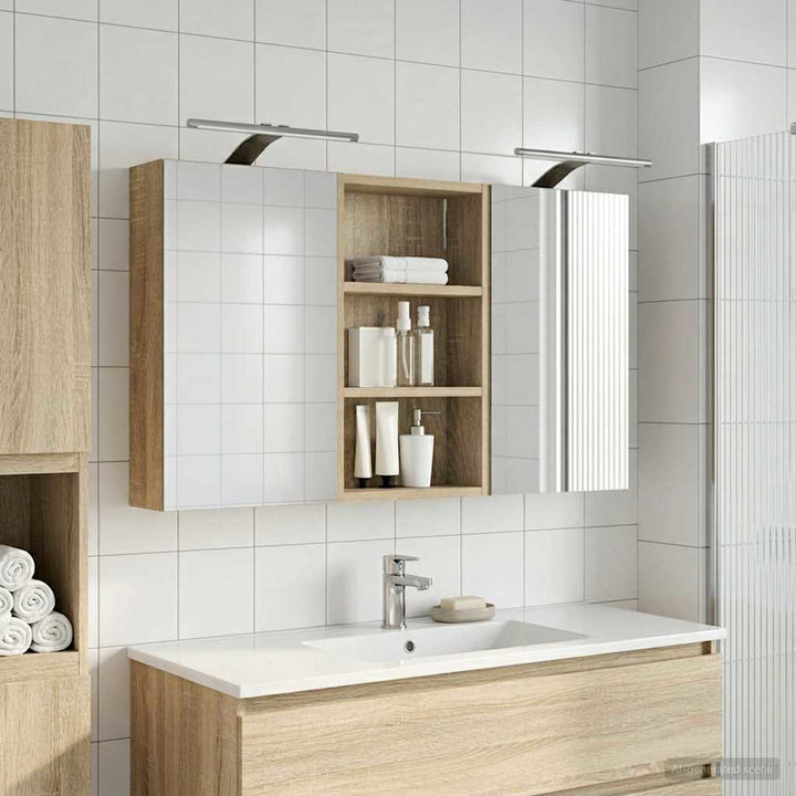 Badeværelsesskabsæt 3 pcs 90 x 10,5 x 50 cm Konstrueret træ