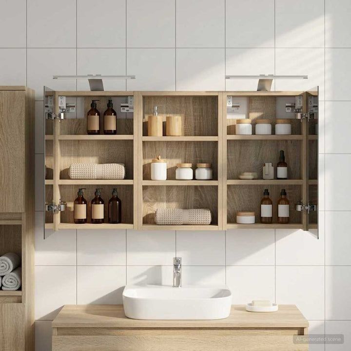 Badeværelsesskabsæt 3 pcs 90 x 10,5 x 50 cm Konstrueret træ