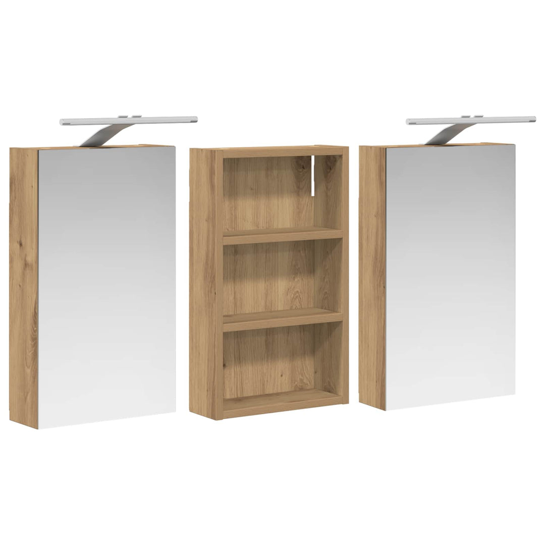 Badeværelsesskabsæt 3 stk. 90 x 10,5 x 50 cm Konstrueret træ