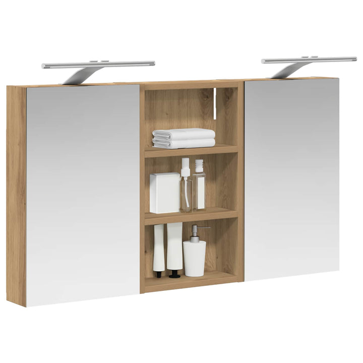 Badeværelsesskabsæt 3 stk. 90 x 10,5 x 50 cm Konstrueret træ