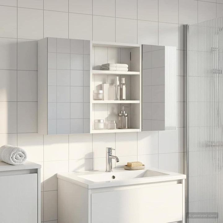 Badeværelsesskabsæt 3 pcs 100 x 10,5 x 50 cm Konstrueret træ