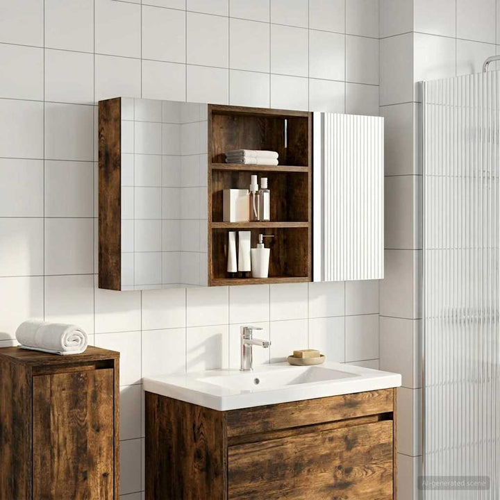 Badeværelsesskabsæt 3 pcs 100 x 10,5 x 50 cm Konstrueret træ