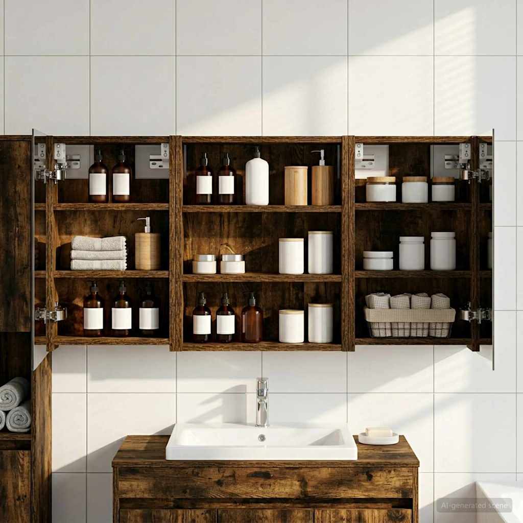 Badeværelsesskabsæt 3 pcs 100 x 10,5 x 50 cm Konstrueret træ