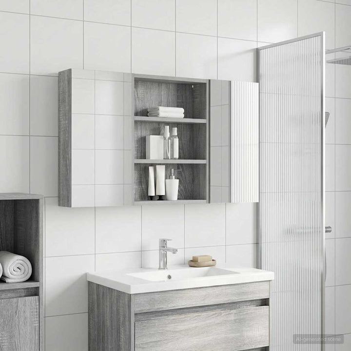 Badeværelsesskabsæt 3 pcs 100 x 10,5 x 50 cm Konstrueret træ