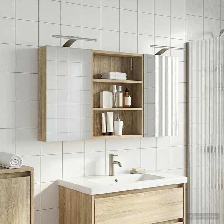 Badeværelsesskabsæt 3 pcs 100 x 10,5 x 50 cm Konstrueret træ
