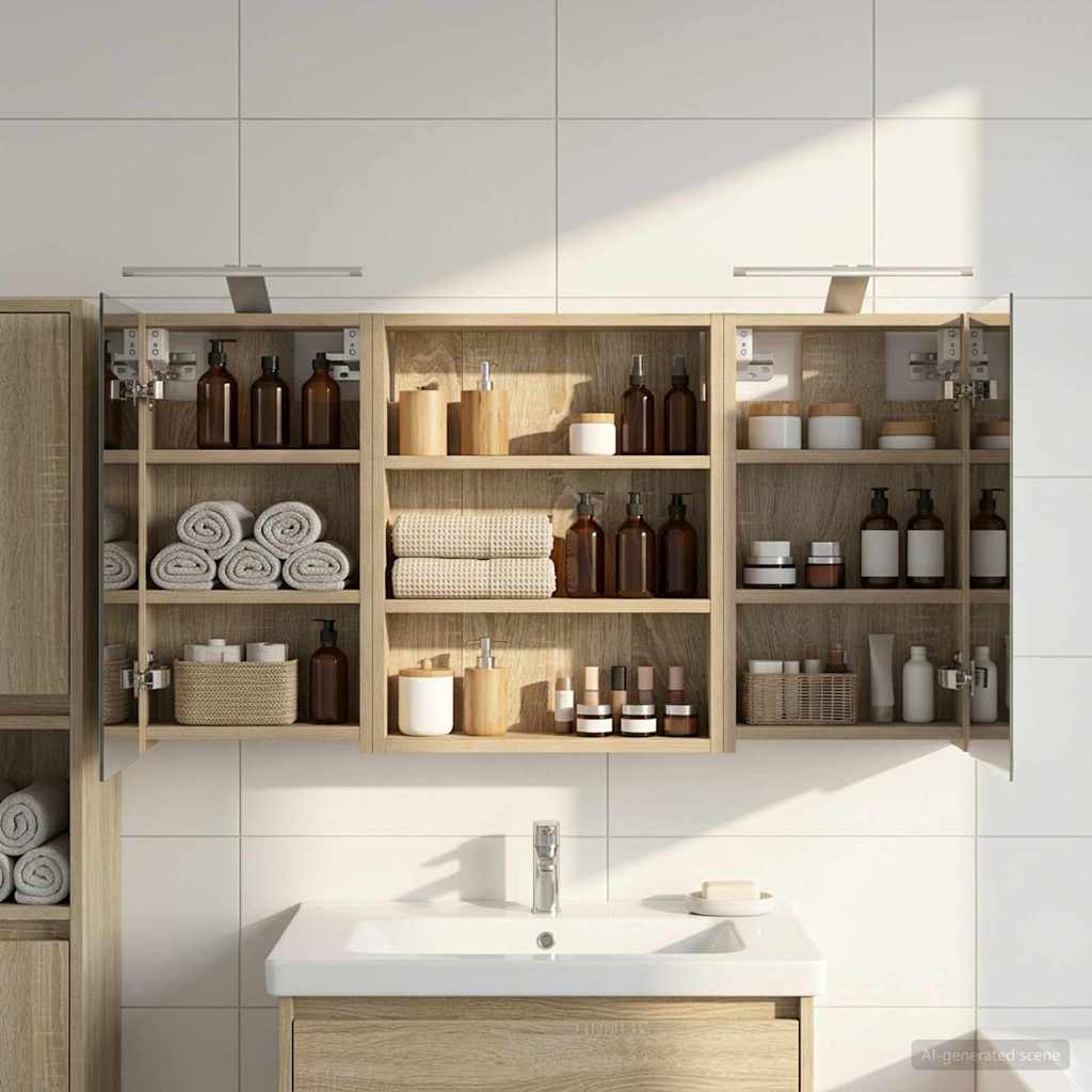 Badeværelsesskabsæt 3 pcs 100 x 10,5 x 50 cm Konstrueret træ