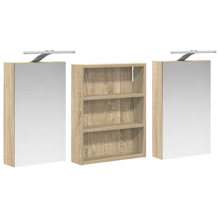 Badeværelsesskabsæt 3 pcs 100 x 10,5 x 50 cm Konstrueret træ