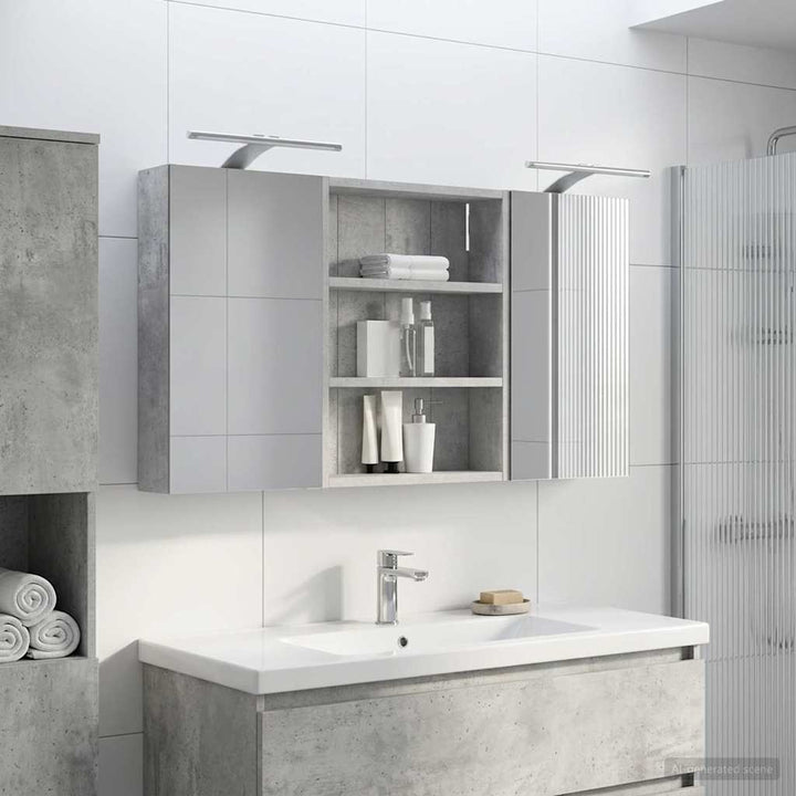 Badeværelsesskabsæt 3 pcs 100 x 10,5 x 50 cm Konstrueret træ