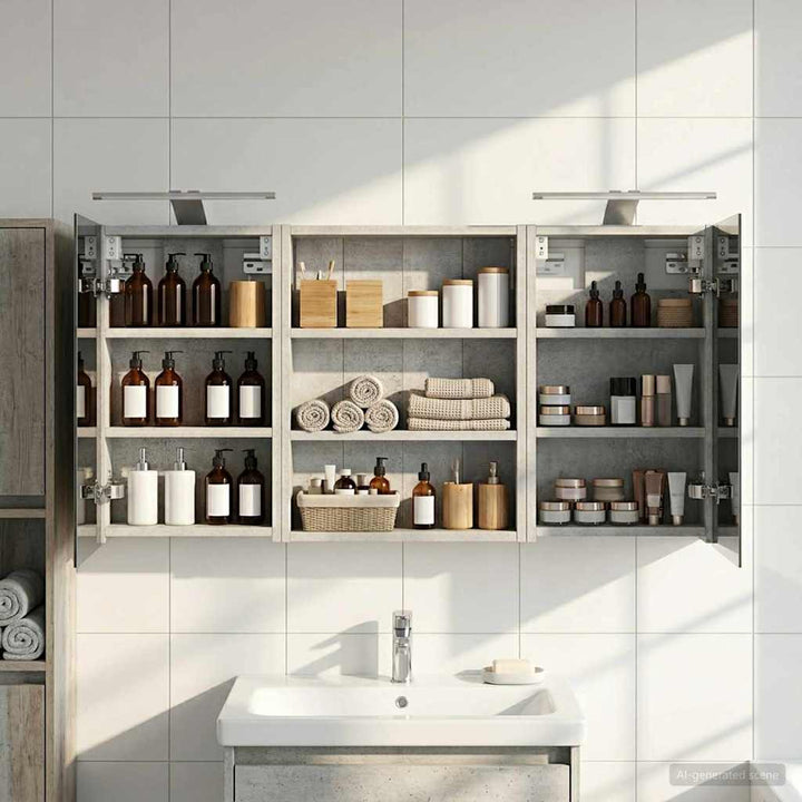 Badeværelsesskabsæt 3 pcs 100 x 10,5 x 50 cm Konstrueret træ
