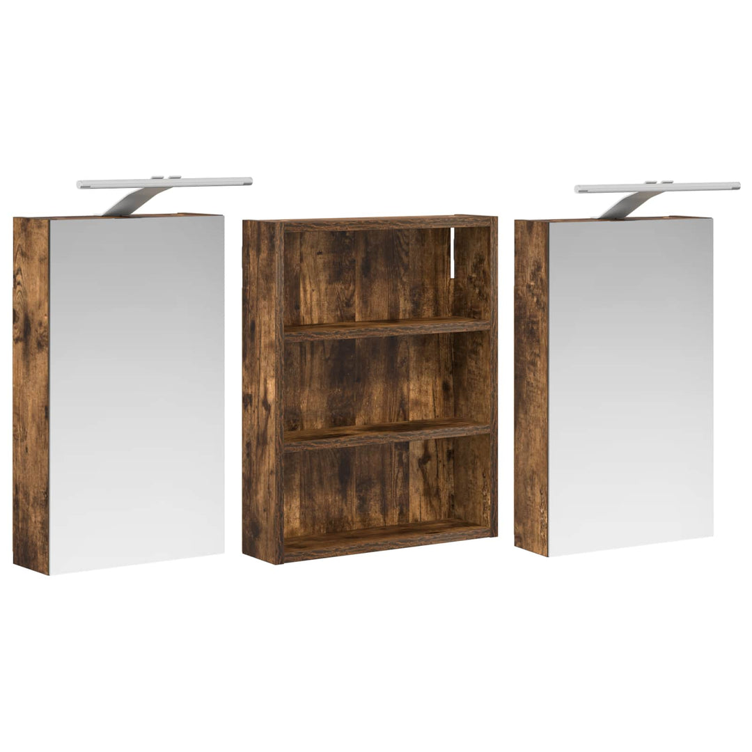 Badeværelsesskabsæt 3 pcs 100 x 10,5 x 50 cm Konstrueret træ