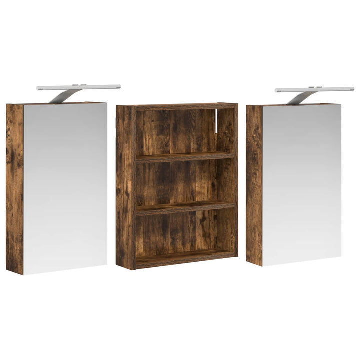 Badeværelsesskabsæt 3 pcs 100 x 10,5 x 50 cm Konstrueret træ