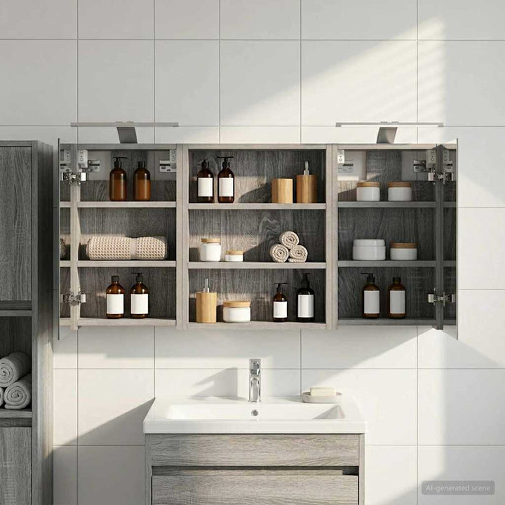 Badeværelsesskabsæt 3 pcs 100 x 10,5 x 50 cm Konstrueret træ