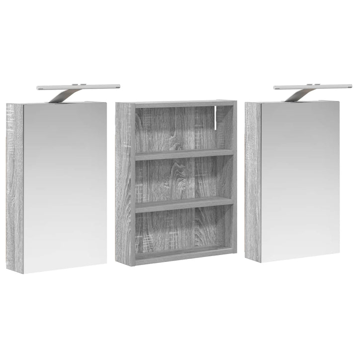 Badeværelsesskabsæt 3 pcs 100 x 10,5 x 50 cm Konstrueret træ