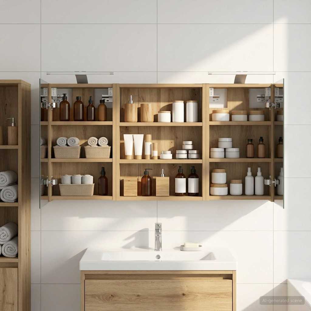 Badeværelsesskabsæt 3 pcs 100 x 10,5 x 50 cm Konstrueret træ