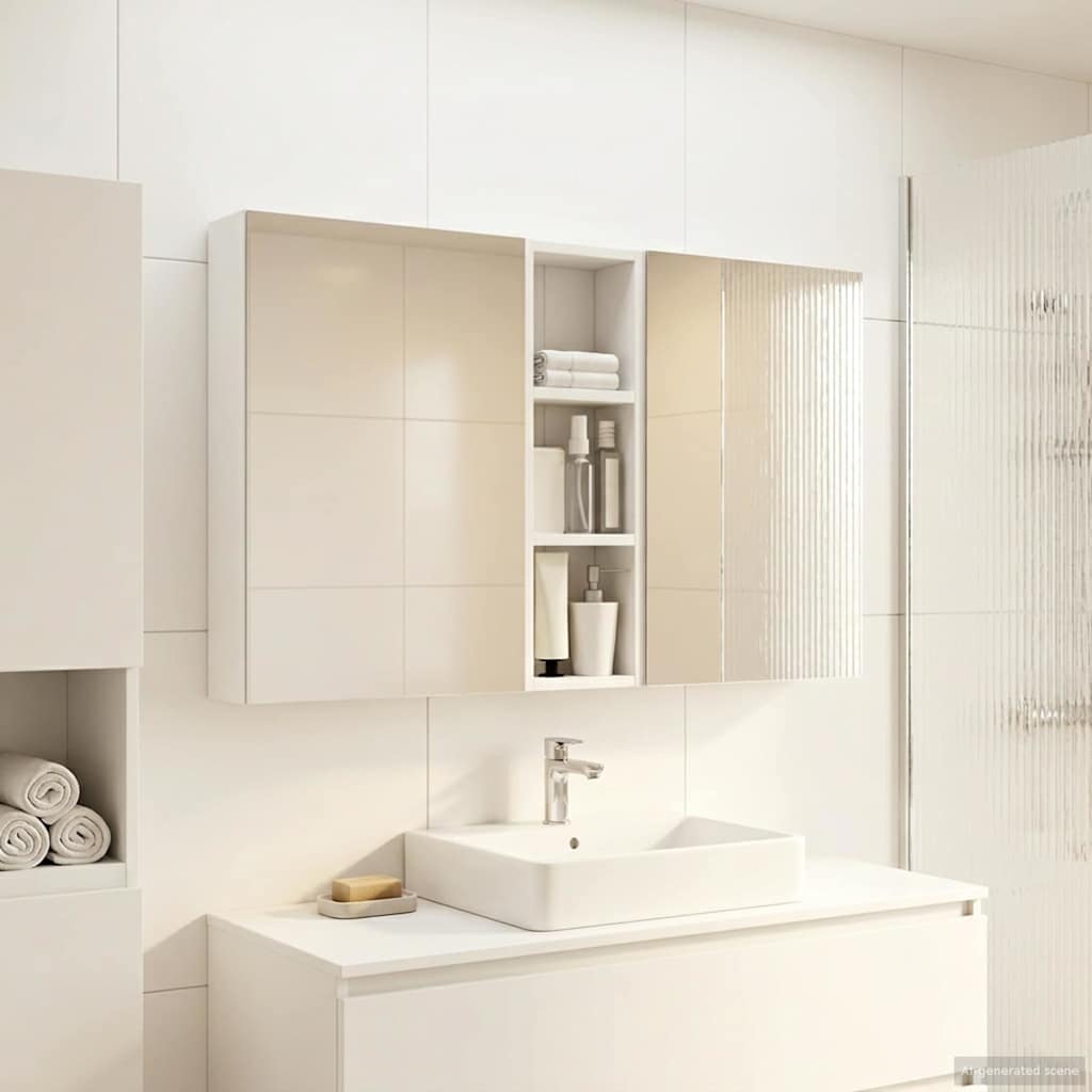 Badeværelsesskabsæt 3 pcs 100 x 10,5 x 60,5 cm Konstrueret træ