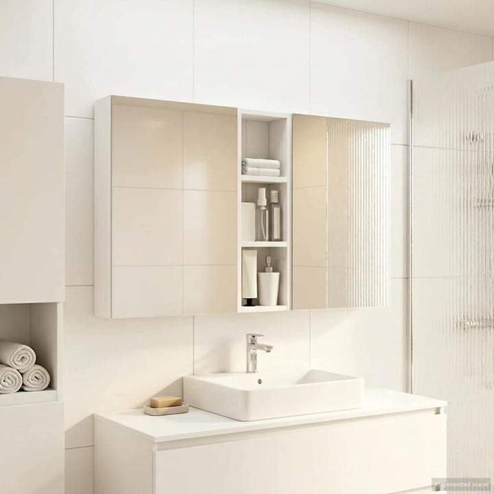 Badeværelsesskabsæt 3 pcs 100 x 10,5 x 60,5 cm Konstrueret træ