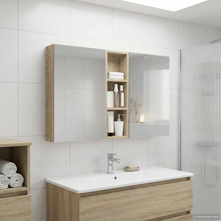 Badeværelsesskabsæt 3 pcs 100 x 10,5 x 60,5 cm Konstrueret træ