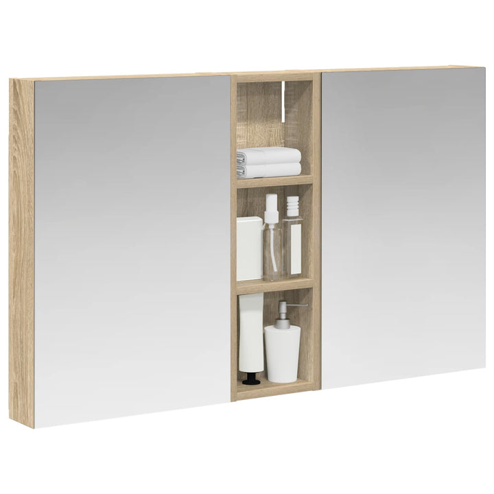 Badeværelsesskabsæt 3 pcs 100 x 10,5 x 60,5 cm Konstrueret træ