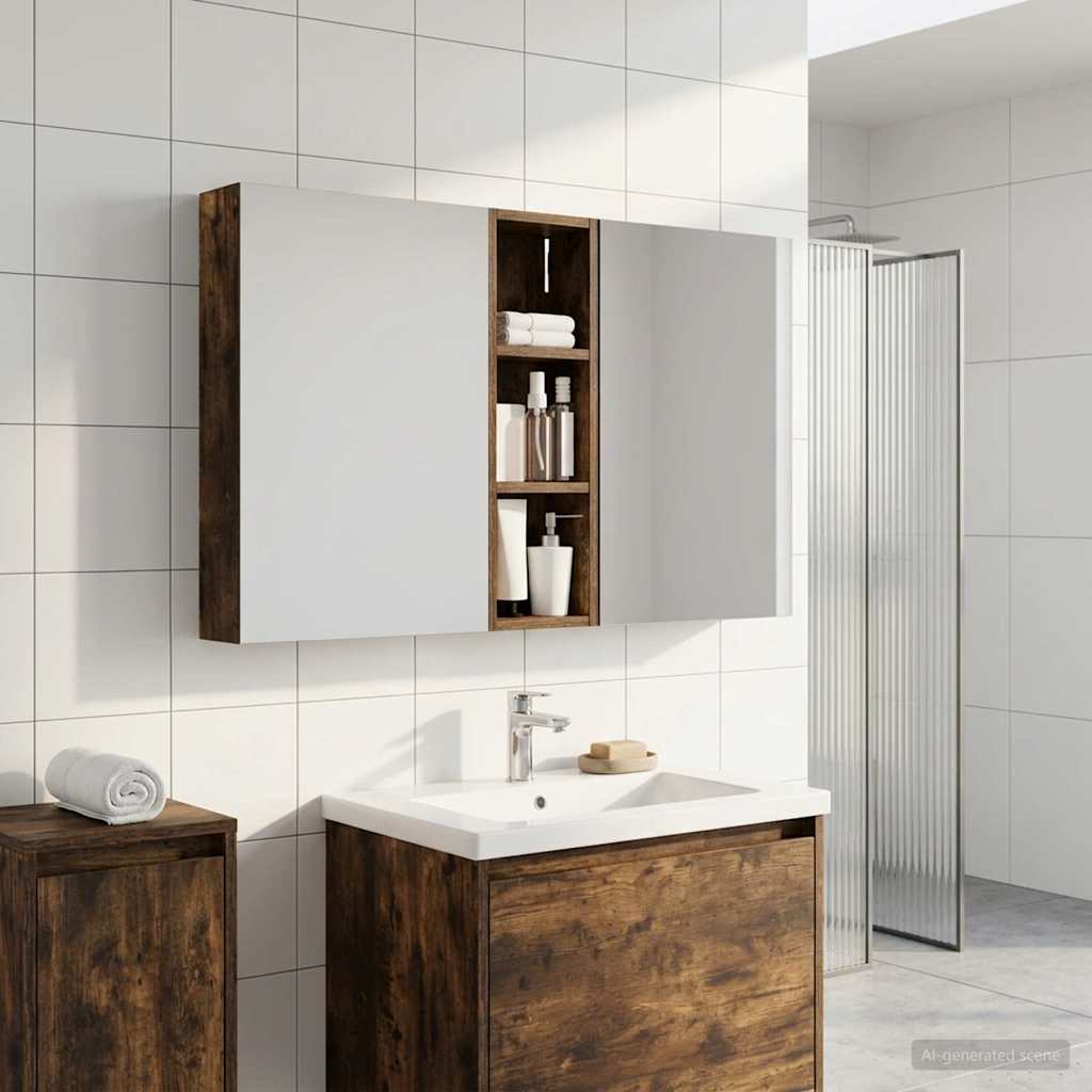 Badeværelsesskabsæt 3 pcs 100 x 10,5 x 60,5 cm Konstrueret træ