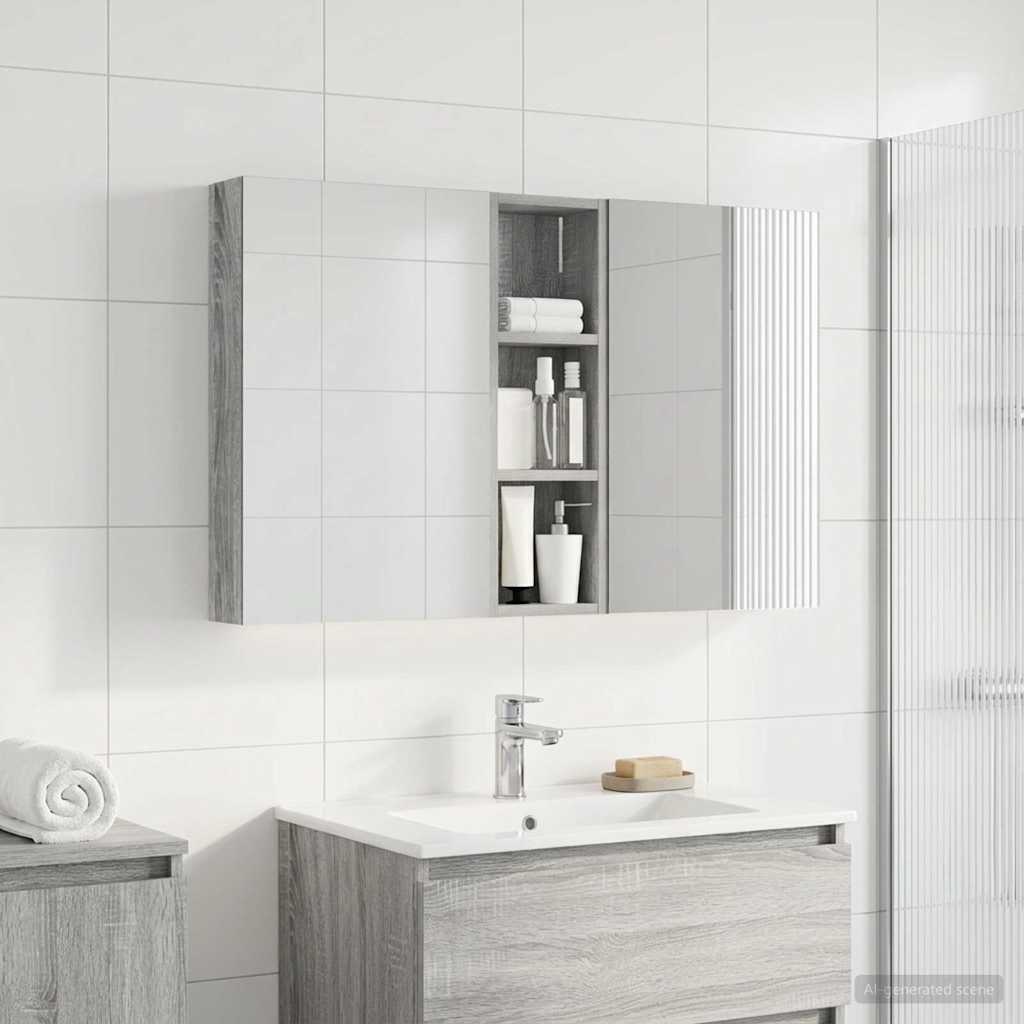 Badeværelsesskabsæt 3 pcs 100 x 10,5 x 60,5 cm Konstrueret træ