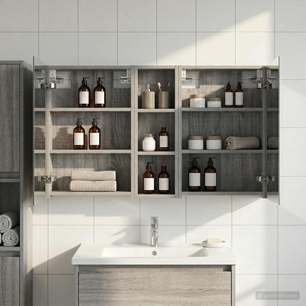 Badeværelsesskabsæt 3 pcs 100 x 10,5 x 60,5 cm Konstrueret træ