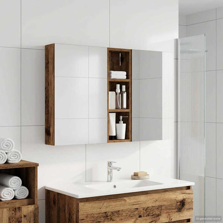 Badeværelsesskabsæt 3 pcs 100 x 10,5 x 60,5 cm Konstrueret træ