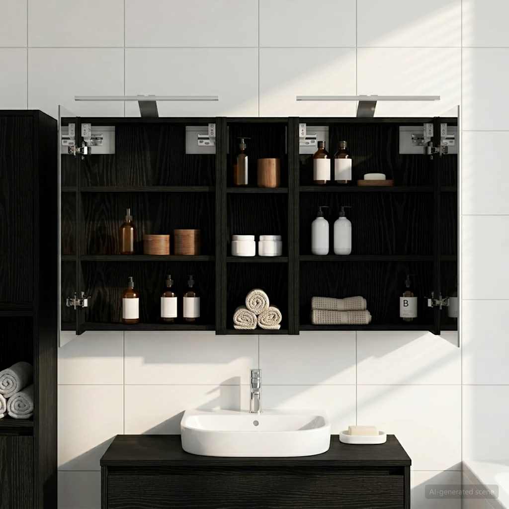 Badeværelsesskabsæt 3 pcs 100 x 10,5 x 60,5 cm Konstrueret træ