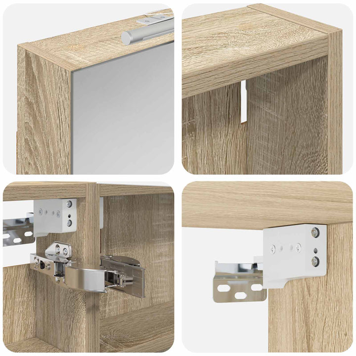 Badeværelsesskabsæt 3 stk. 100 x 10,5 x 60,5 cm Konstrueret træ