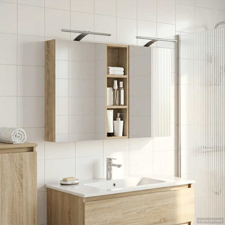 Badeværelsesskabsæt 3 stk. 100 x 10,5 x 60,5 cm Konstrueret træ