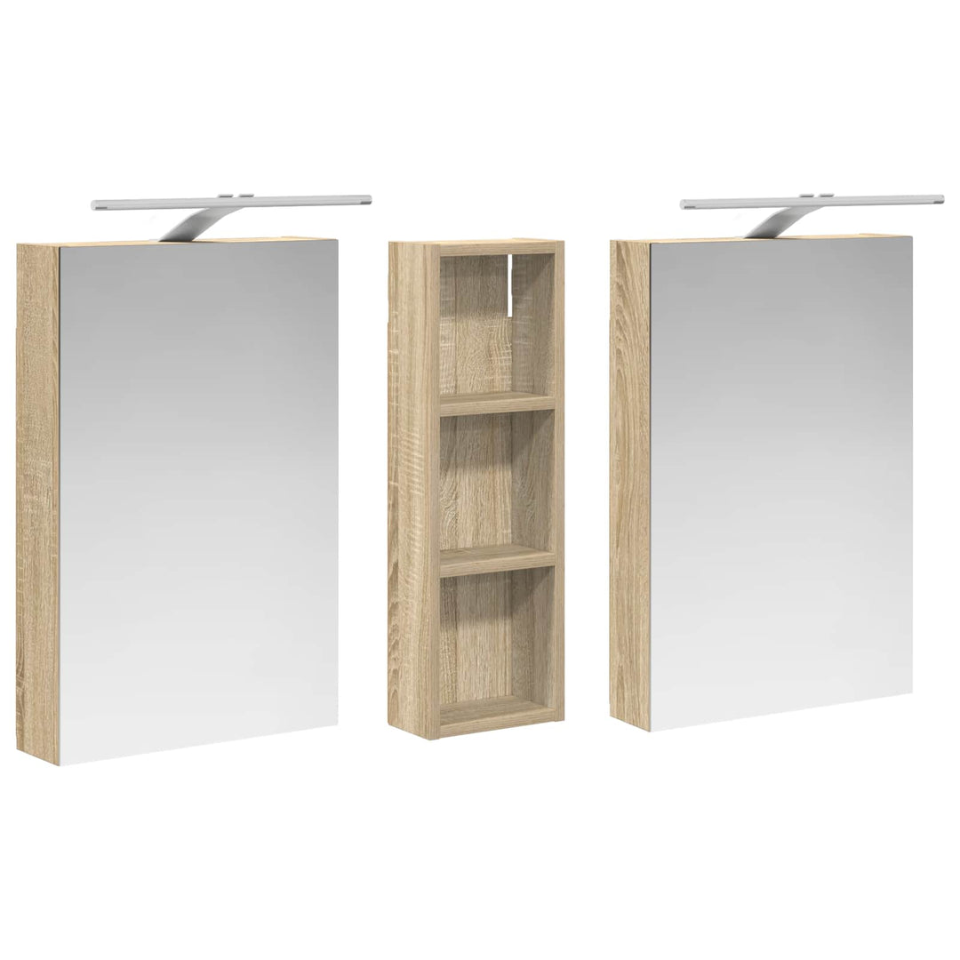 Badeværelsesskabsæt 3 stk. 100 x 10,5 x 60,5 cm Konstrueret træ