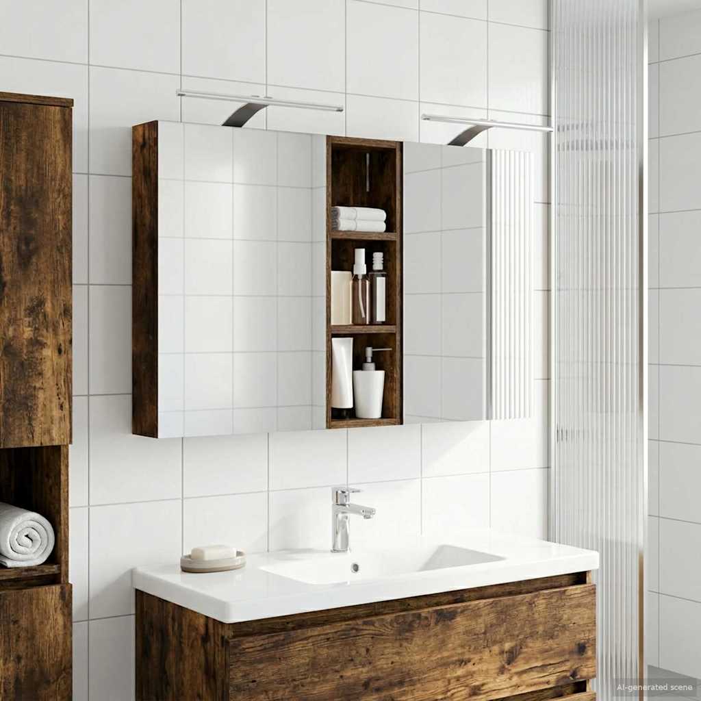 Badeværelsesskabsæt 3 pcs 100 x 10,5 x 60,5 cm Konstrueret træ