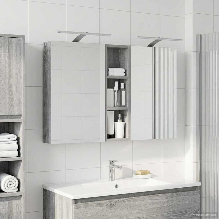 Badeværelsesskabsæt 3 pcs 100 x 10,5 x 60,5 cm Konstrueret træ