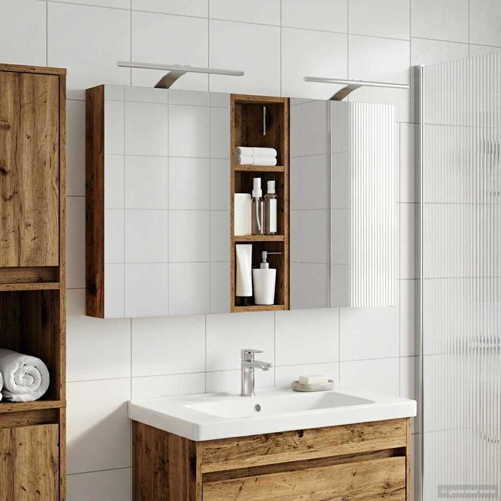 Badeværelsesskabsæt 3 pcs 100 x 10,5 x 60,5 cm Konstrueret træ