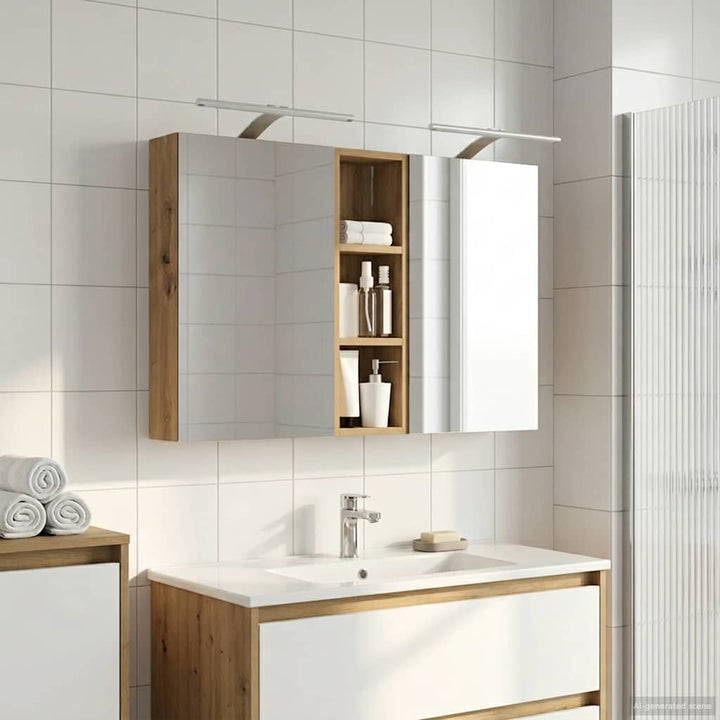 Badeværelsesskabsæt 3 pcs 100 x 10,5 x 60,5 cm Konstrueret træ