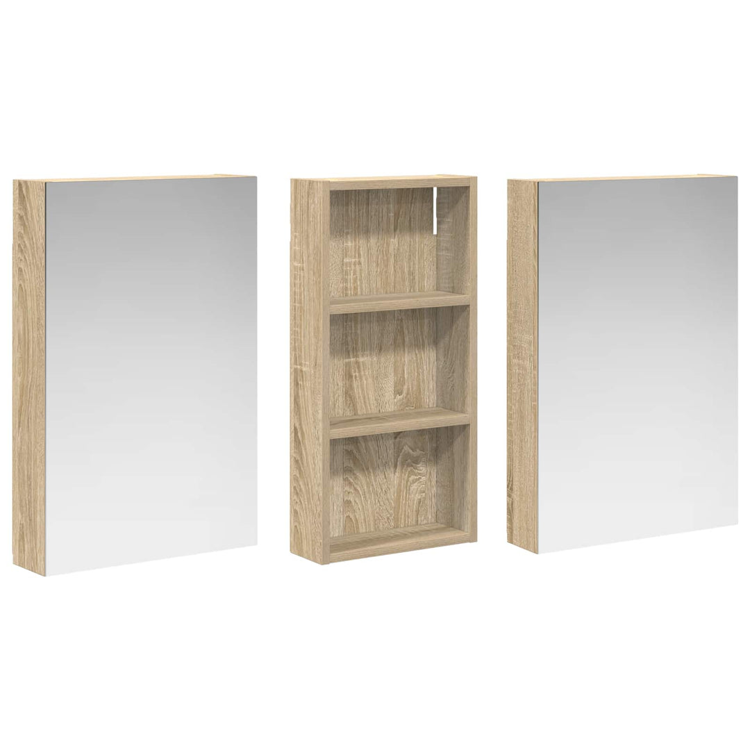 Badeværelsesskabsæt 3 stk. 110 x 10,5 x 60,5 cm Konstrueret træ